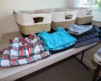 Storage baskets and pajamas.