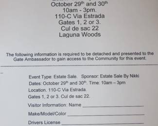 Gate clearance form.