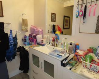 Bathroom items, swimwear and leggings.