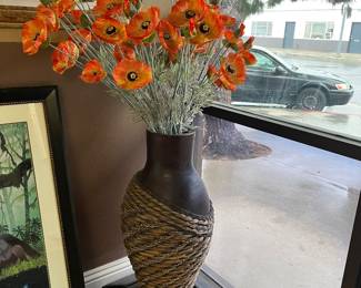 Large decorative vase and flowers