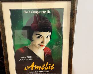Amelie autographed poster Audrey Tatou