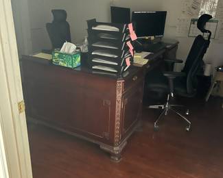 Solid wood executive office desk,
