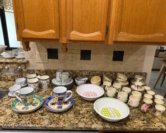 Coffee mugs, bowls, Franciscan Desert Rose dinnerware