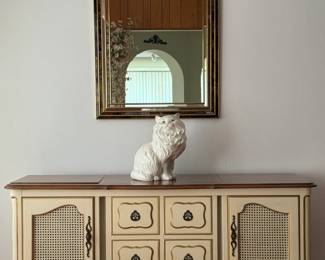 Magnavox French Provincial vintage "stealth" stereo console, or "radiogram", with working phonograph and radio!