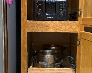 Coffee carafe, Cuisinart toaster, pots & pans