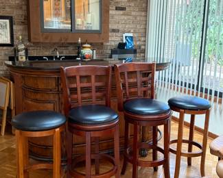 2 swivel bar stools with backs, 2 backless bar stools