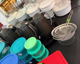 White Ribbed Corelle Ware Casseroles in several sizes