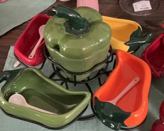 Ceramic Pepper Condiment Set