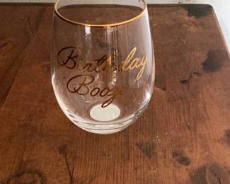 Birthday Booze Gold-Rim Glass