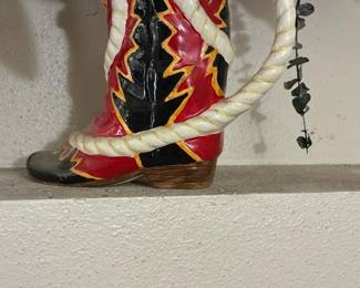 Cowboy Boot Ceramic Planter