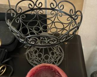 Wrought Iron Filigree Pedestal Bowl
