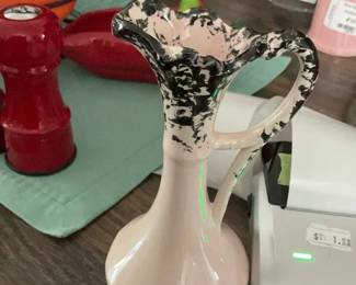 Pink Spatterware Ewer Pitcher
