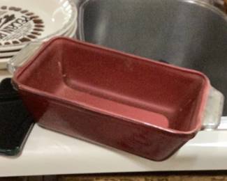 red ceramic loaf pan
