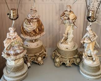 Lot 50: 4 Capodimonte Style Porcelain figural table lamps