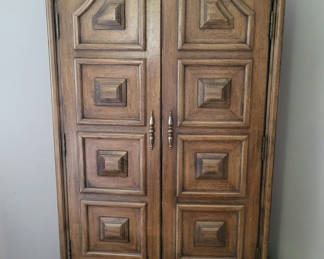 Lot 94: Wood Armoire Cabinet with Drawers