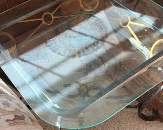 Lot 99: Wrought Iron Glass Furniture Set