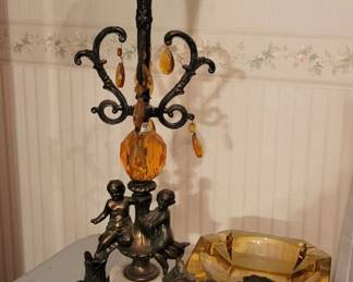 Lot 33: Vintage: Hollywood Regency-Style Brass Candle holders & Ash Trays