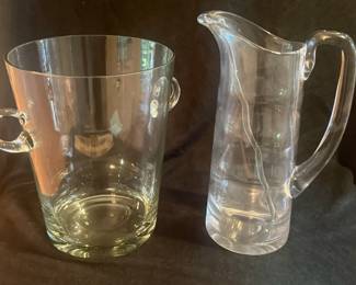 Glass Champagne Bucket and Pitcher