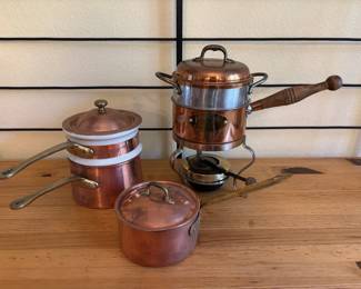 Copper Double Boilers And Sauce Pan