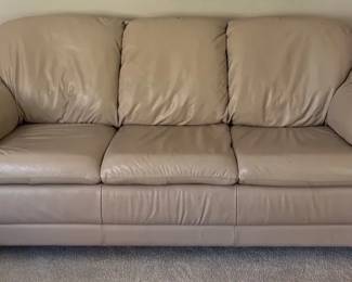 Made In Italy Taupe Natuzzi Leather Sofa