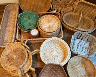 Variety Of Woven Baskets And Serving Baskets