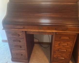 Entirely English Made Roll Top Desk And Chair