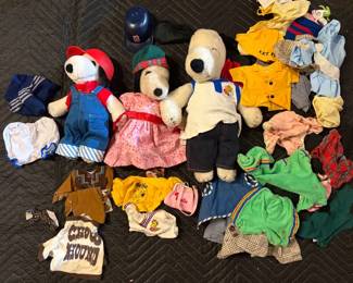1960s Snoopy Stuff Animal Dolls With Clothes