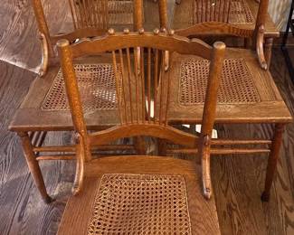 Antique Oak Chairs With Cane Seats