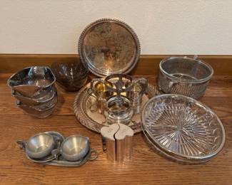 Silver Plate And Glass Serving Pieces