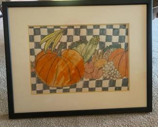 Fall Themed Framed Watercolor