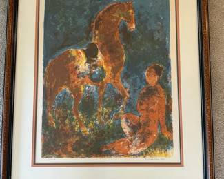 Limited Edition Colored Lithograph by Vietnamese Artist Vu Cao Dam