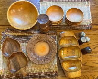 Vintage Woven Placemats Monkey Pod Wood Bowls More