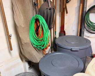 Yard tools and nice new trash cans