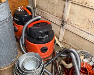 Shop vacs, galvanized buckets