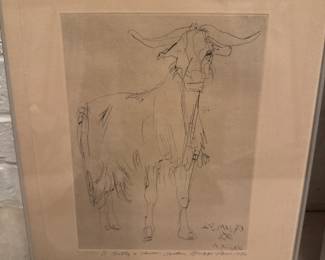Framed line drawing of a standing animal on a light background.
