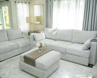Lovesac Standard fill 5 seats , one recliner seat, 8 sides (arm and back pieces) sky grey corded velvet fabric covers. $2500