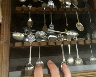 Spoon collection assortment in case. 