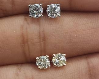 white gold diamond earrings - Pure gold/real diamonds