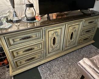 Vintage MCM dresser with solid marble top