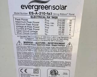 Evergreen Solar string ribbon solar panels (46 available), #ES-A-210-fa3