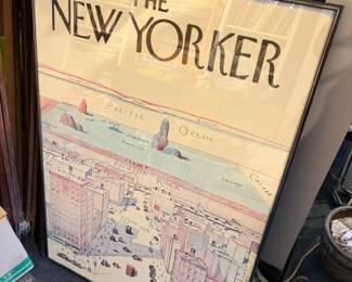 Large New Yorker framed poster (needs new glass). New Yorker magazines also available