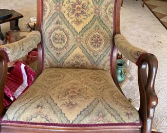 Upholstered Wooden Armchair