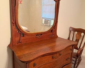 Antique Tiger Oak Dresser with Mirror