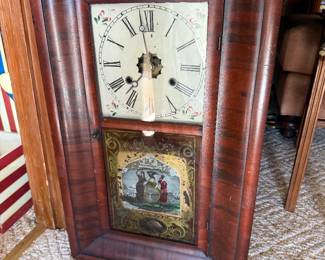 American Ogee Shelf Clock with Painted Glass