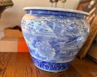 Blue and White Asian Porcelain Jardinière