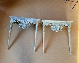Pair of Ornately Carved French-Style Wall Consoles