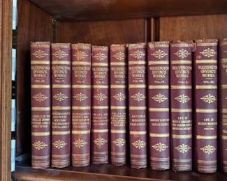 Antique Washington Irving's Works — Matching Burgundy and Gilt-Decorated Book Collection