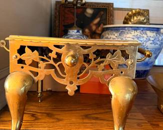 Ornate Brass Fireplace Fender or Hearth Trivet