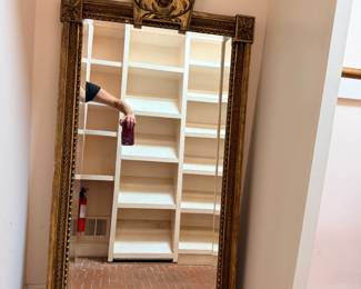 Antique-Style Giltwood Pier Mirror with Lion's Head Crest