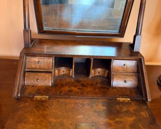 Antique Tabletop Dressing Mirror with Drop-Front Secretary Compartment